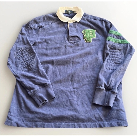 Polo Ralph Lauren Other - VTG Polo Ralph Lauren Rugby Shirt Mens Large Navy Blue Crest 67 Patch